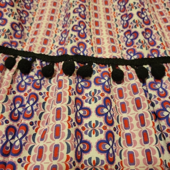 Magari Italy Fit Flare Skirt Sleeveless Dress Women's Small Pom Pom Geo Print - Picture 8 of 9